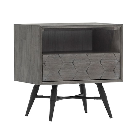 Armen Living Makena 1 Drawer Night Stand in Gray Acacia Wood LCMKLATG